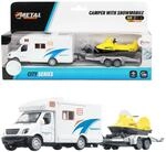 Toi-Toys Camper mit Schneemobil Anh&auml;nger - Spielzeugauto ab 3 Jahre - Wohnwagen