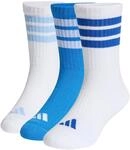 adidas Unisex Kids 3STRIPES CUSHIONED SPORTSWEAR CREW SOCKS 3 PAIR PACK, ray