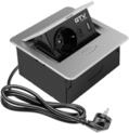 GTV - M&ouml;belsteckdose AVARO, 1x Schuko Steckdose, USB A+C, Kabell&auml;nge 1,5m, Farbe