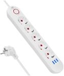 Maclean MCE394/MCE395 Steckdosenleiste | USB 2500W 1,5m | Kompakt mit Schalter,