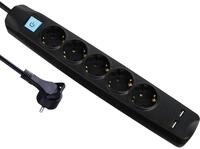MAXTRACK NV58-1,5L 5-Fach Steckdosenleiste mit USB, Flacher Schutzkontaktstecker, 2