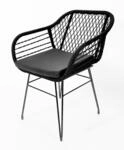 Kobolo Esszimmerstuhl Stuhl - Retro-Look-Black - Schwarz - Metall und Seil - inkl.