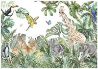 WallArena - Vlies Fototapete Kinderzimmer 250x175 cm Dschungel Tiere -...