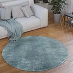 Paco Home Teppich Wohnzimmer Kurzflor Weich rutschfest Modern Einfarbiges Muster blau
