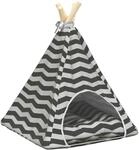 vidaXL Haustier-Tipi mit Kissen Wei&szlig; und Grau 40 x 40 x 50 cm, Dreieckiger