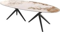 DELIFE Esstisch Edge Oval Keramik Minas Melange Wei&szlig;-Beige 280x130 Estelar rund