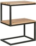 FineBuy Beistelltisch S-Form Akazie Massivholz/Metall 45 x 60 x 30 cm, Design