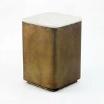 Wohnling Beistelltisch Metall mit wei&szlig;er Marmor Tischplatte 62cm quadratisch -