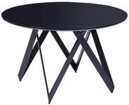 Esstisch schwarz gl&auml;nzend 120 cm rund MDF-Platte Stahl f&uuml;r Esszimmer Oxhill