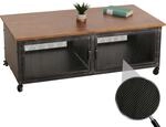 Mendler Couchtisch HWC-N28, Sofatisch, Rollen 2 F&auml;cher, 3D-Struktur Industrial...