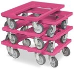 BRB 6X Logistikroller/Transportroller f&uuml;r Kisten 600x400 mm, Tragkraft 250 kg (pink)