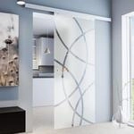 inova Glas-Schiebet&uuml;r Komplettset 880 x 2035 mm Kreis Design 8 mm ESG Alu