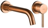 Rea - Verdeckter Waschbeckenhahn Lungo Long + Box, Geb&uuml;rstetes Kupfer,...