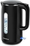 Aigostar Wasserkocher Edelstahl Schwarz 1,7 Liter - Schnelles Electric Kettle 2200W,