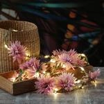 LED Lichterkette Blumen Dahlien Blumengirlande Sommer Hochzeit Deko rosa 30