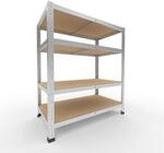 shelfplaza Home 100x90x50 cm Schwerlastregal in verzinkt mit 4 B&ouml;den und 175 kg