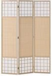 Homestyle4u Raumteiler Paravent 3 teilig Indoor Holz Bambus Natur & Wei&szlig;...