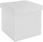 INTIRILIFE Faltbare Sitzhocker 30x30x30 cm in Schnee WEI&szlig; - Sitzw&uuml;rfel mit...