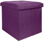 INTIRILIFE Faltbare Sitzhocker 30x30x30 cm in Nebel LILA - Sitzw&uuml;rfel mit...
