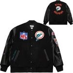 Mitchell & Ness NFL Blackout Retro College Jacke | Miami Dolphins | Gr&ouml;&szlig;e 2XL,