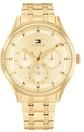Tommy Hilfiger Multi Zifferblatt Quarz Uhr f&uuml;r Damen mit Goldfarben Edelstahlarmband