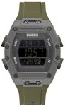 GUESS Herren-Armbanduhr GW0340G3 Analog Quarz mit Silikonarmband, Green/Gray, Digital