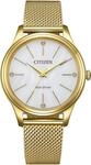 Citizen Eco-Drive Damenuhr Edelstahl, Wei&szlig;, 34 mm, EM1222-87A