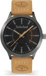 Timberland Hempstead Herren Armband Uhr Analog 40mm Edelstahl/Leder Grau-Braun,
