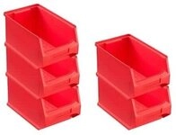 SparSet 5x Rote Sichtlagerbox 3.0 | HxBxT 12,5x14,5x23,5cm | 2,8 Liter 