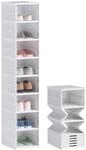 HOMCOM Schuhboxen 8 St&uuml;ck Stapelbare und Faltbar Schuh-Organizer mit...