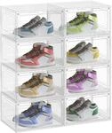 SONGMICS Schuhboxen 8er Set, Schuh-Organizer durchsichtig, aus Kunststoff, mit T&uuml;r,