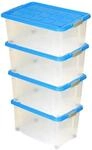 BigDean 4 St&uuml;ck gro&szlig;e Eurobox mit Deckel und Rollen Aufbewahrungsbox 60 X 40 X 32,5
