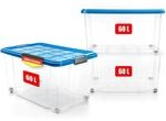 BigDean 3 St&uuml;ck 60 L Aufbewahrungsbox mit Deckel gro&szlig; azurblau - stapelbare...