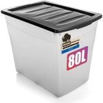 BigDean 80 L Aufbewahrungsbox mit Deckel und Rollen gro&szlig; Budget Line...