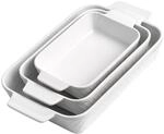 MIAMIO &ndash; Auflaufform Set 3er / Keramik Backform Rechteckig 3-teilig Stapelbar, 850