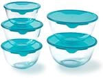 Pyrex&reg; Set mit 5 Salatsch&uuml;sseln aus robustem Glas mit Deckel (0,5 l &ndash; 1 l...