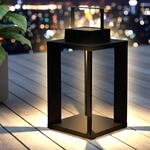 Metall Solar Laterne schwarz 25 LED warm wei&szlig; - 45 x 22 cm - Gartenleuchte