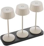 SIGOR Facetta 3er-Set d&uuml;nenbeige inkl. Ladestation - LED Akku-Tischlampe...