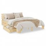 Homestyle4u Holzbett 140x200 mit Federkernmatratze Lattenrost 2 Schubladen,...