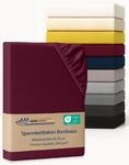 AM Qualit&auml;tsmatratzen Premium Spannbettlaken 80x210cm Baumwolle (200gsm) in Bordeaux