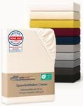AM Qualit&auml;tsmatratzen Premium Spannbettlaken 90x220cm Baumwolle (200gsm) in Creme -