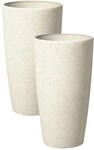 Blumentopf Steingemisch/Glasfaser beige rund hoch 23x23x42 cm Outdoor Abdera