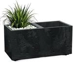 Spetebo Kunststoff Blumenkasten Beton-Optik 2 Kammern auf Rollen - 59 x 29 cm -