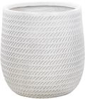 Blumentopf wei&szlig; verwaschen rund ⌀ 39 cm niedrig Seiloptik modern Livadia
