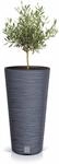 Garten Blumentopf konisch aus Kunststoff in anthrazit - 58 x 30 cm - Rillen Design