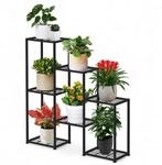DanDiBo Blumenregal indoor Metall Schwarz 6 Ebenen 96578 Blumentreppe Modern