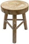 Spetebo Holz Blumenhocker mit 3 Beinen White Washed - &Oslash; 35 cm - Massivholz Deko