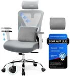 COMHOMA B&uuml;rostuhl Ergonomisch [TESTSIEGER], Schreibtischstuhl mit 3D-Kopfst&uuml;tze &