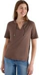 Damen Kurzarm Shirt mit Split Neck
