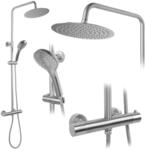 Rea Duschsystem mit Thermostat VINCENT NICKEL BRUSH INOX Duschset Duscharmatur...